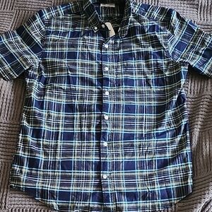 GAP Men's Navy, Teal & Yellow Plaid Button-Down Shirt